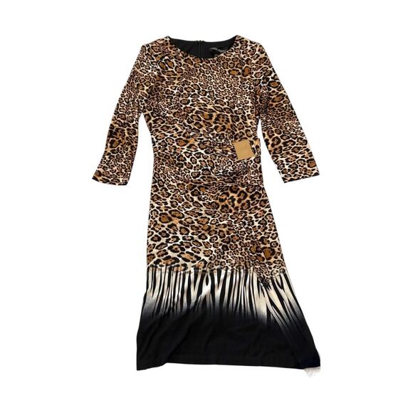 Frank Lyman Design Animal Print Dress - Long Sleeve Midi - Sixe 8 - Picture 10 of 16